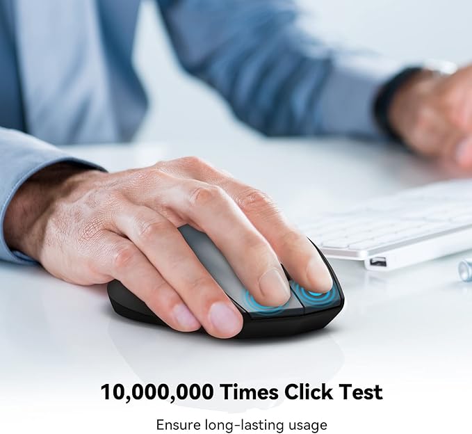 TECKNET Bluetooth Mouse, 4800 DPI Wireless Mouse, 2-Year Battery 6 Adjustable DPI, 6 Buttons Compatible with Laptop/Windows/Computer - Grey