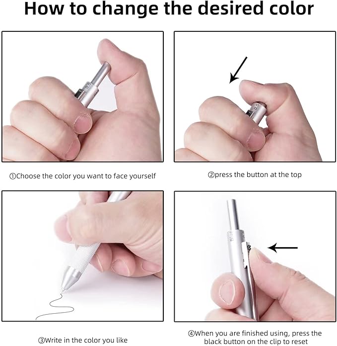 YOUMI Multicolor pen 4 in 1 Multifunction Pen with Metal Cased 0.5mm Mechanical Pencil Red Ballpoint Pen Blue BallpointPen and Black Ballpoint Pen Gift for Journaling (Blue)