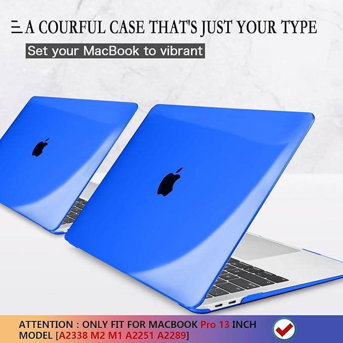 CISSOOK Case for MacBook Pro 13 Inch 2025-2020 Release A2338 A2251 A2289 Model, Hard Shell Case with Keyboard Cover for MacBook Pro 13" M1 M2 -Blue