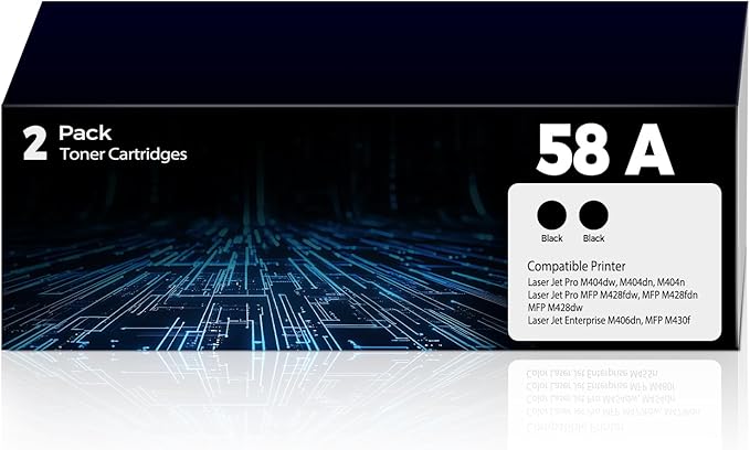 58A Toner Cartridges Black M404dn M428fdw Toner Cartridge Compatible for HP 58A 58X CF258A Toner Cartridge for Laser Jet Enterprise M404dn M404dw M404n M428dw M428fdn MFP M304 M406dn M430f (2 Pack)