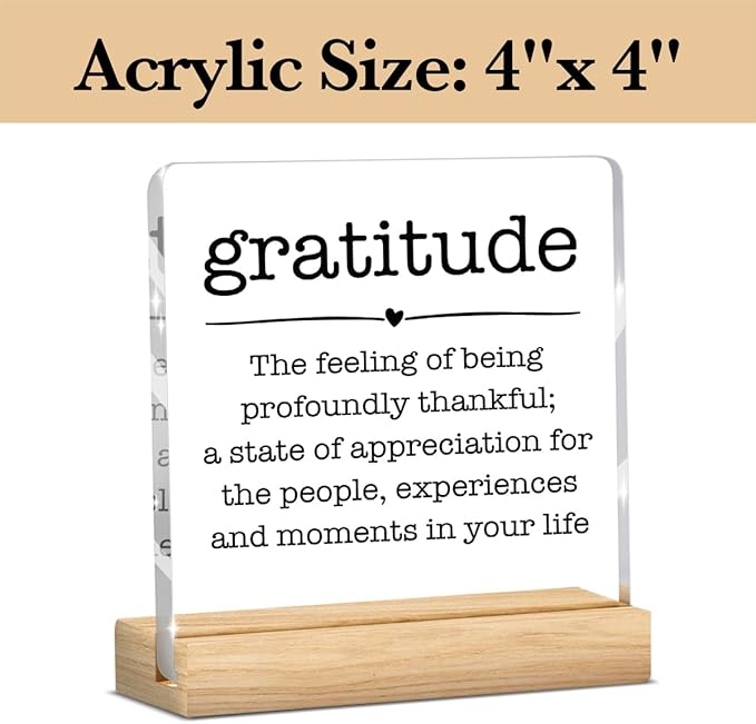 Gratitude Gifts for Coworkers Thank You Gifts for Women, Employee Appreciation Gifts, Gratitude Inspirational Gifts, Appreciation Gifts for Coworkers, Acrylic With Wooden Stand for Office Desk Table