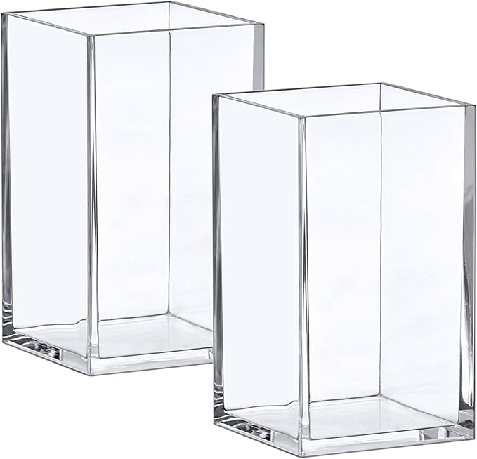 Amazing Abby - Penelope - 2-Pack Pen Holder, Acrylic Pen Holder, Clear Plastic Organizer for Office Supplies, Perfect Office Desktop Storage Solution for Pencils, Pens, Markers, Scissors, and More