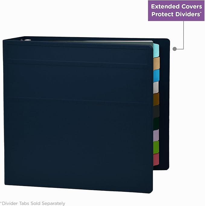 Carstens 4-Inch Heavy Duty 3-Ring Binder - Side Opening, Navy Blue, Durable Plastic, No-Gap Rings, Waterproof Cover, No Pockets, Holds 600 US Letter Sheets, BPA-Free, Made in USA (1849-3R), Case of 10