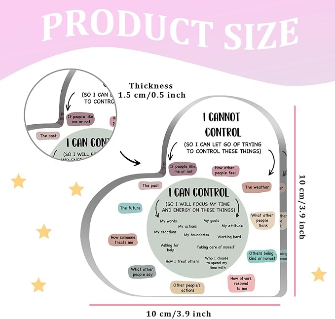 Mental Health Decor, Decor for Therapy Office School Counselor Sign Things I Can Control Acrylic Heart Gifts, Therapist Office Art Decorations for Therapist Office Living Room Bedroom Desktop Gift