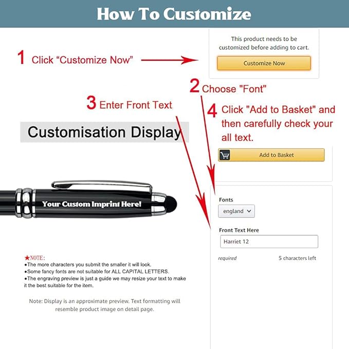 Ancolo Personalized Business Pens -Custom Advertising Message - Engraved Team Name, Phone Number, Slogan Perfect for Bank, Office, Hotel Lobbies - 10 Pens/Box