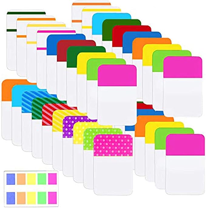 ELII 900 Pieces Tabs Sticky Index Tabs,Writable and Repositionable File Tabs Flags Colored Page Markers Labels for Reading Notes, Books and Classify Files, 41 Sets (Index Tabs)