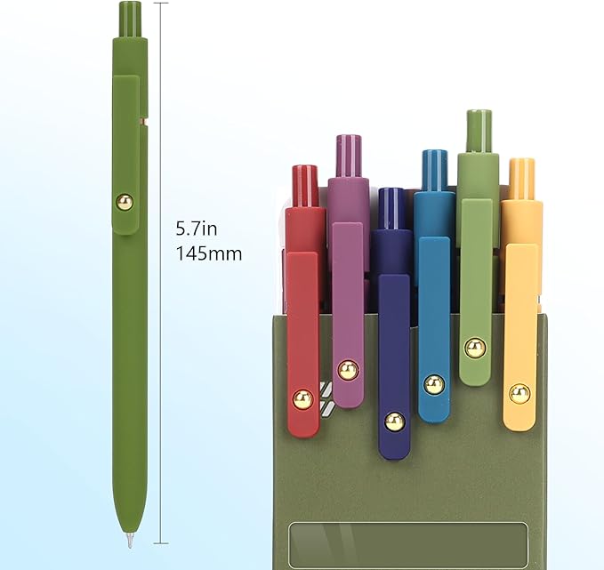 FIOVER 6Pcs Gel Pens, 0.7mm Medium Point Smooth Writing Pen, Black Gel Ink Journaling Supplies for Note Taking, Cute Aesthetic Office School Supplies Gifts for Women(6 Pcs Gold Vintage)