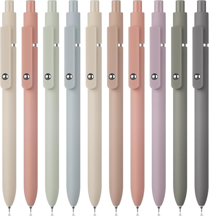 Epakh Gel Pens, 10 Pcs 0.5mm Quick Dry Black Ink Fine Point Smooth Writing Pens High End Series Retractable Aesthetic Ballpoint for Office School Supplies Women Men Gifts(Morandi Color,Classic)