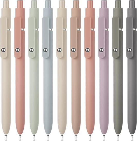 Epakh Gel Pens, 10 Pcs 0.5mm Quick Dry Black Ink Fine Point Smooth Writing Pens High End Series Retractable Aesthetic Ballpoint for Office School Supplies Women Men Gifts(Morandi Color,Classic)