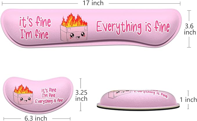 Dapesuom Enlarge Keyboard Wrist Rest, Memory Foam Wrist Cushion for Desk Mats Support, Typing Pain Relief Keyboard Mouse Pad Rests Set with Non-Slip Base for Gaming Laptop Computer, Pink Dumpster