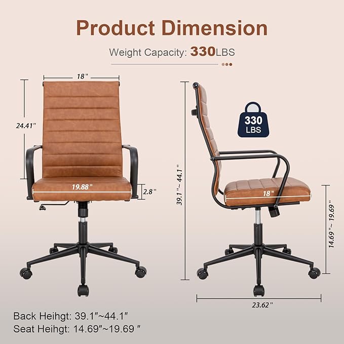 Okeysen Office Desk Chair Conference Room Chairs, Modern Ergonomic Executive Swivel Chair, Adjustable Height PU Leather Home Desk Chairs with Armrests, Comfy Computer Task Chairs with Wheels