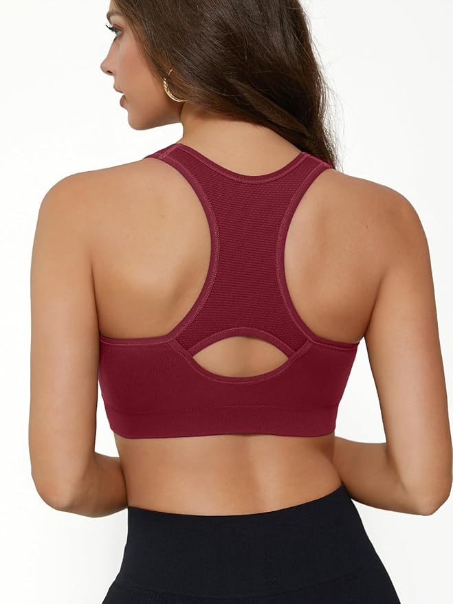 FITTIN Racerback Sports Bras for Women - Padded Seamless Support Bra for Yoga Gym Workout Fitness