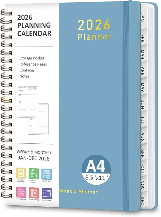 2026 Planner, Weekly and Monthly Calendar Academic Planner, Jan 2026 - Dec 2026, Planning Agenda Book for Desk Accessories and School Supplies - Letter Size (8.5'' x 11'')