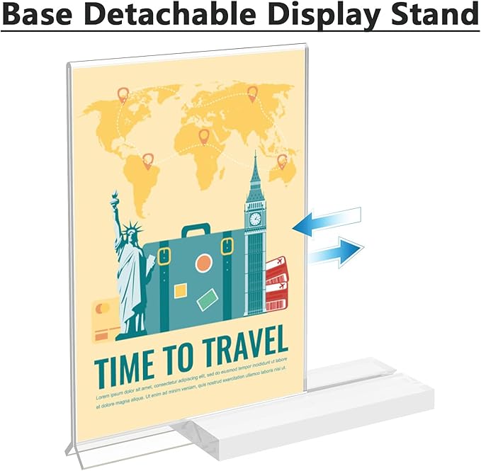 MaxGear 5x7 Acrylic Sign Holder 6 Pack, Clear Table Display Stand， Double Sided Flyer Menu Holder Photo Frame, Plastic Paper Holder Acrylic Picture Frames for Stores, Restaurants, Hotels, Office