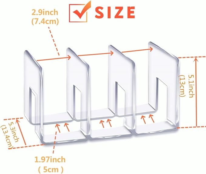 LUGUNU Acrylic Clear Purse Divider Organizer Clear Desk File Sorter Divider Mesh Folder Closet Shelf Storage Office Supplies Stand Holder Bookshelf (2 Pack of 3 Sections)