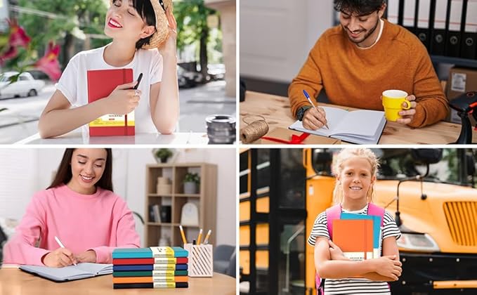 8 Packs Lined Notebook for Work, Journals for Writing, A5 Size (5.5" x 8.3"), 100gsm Thick Paper, Lined 160 Pages, Hardcover Classic Notebook for Journaling & Note-Taking- 8 Assorted Color