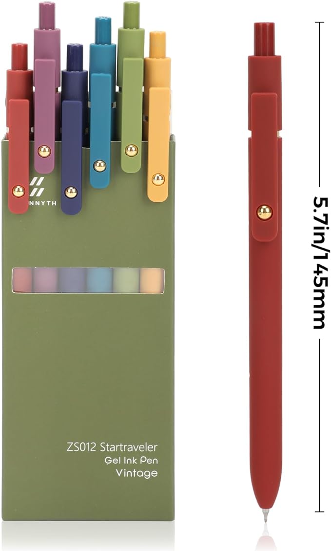 Ddaowanx Gel Pens, 12 Pcs 0.5mm Quick Dry Black Ink Pens Fine Point Smooth Writing Pens, Cute Office School Supplies Gifts for Women (12 Pcs Vintage-Black Ink)