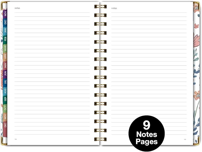 HARDCOVER 2026 Planner, 5.5"x8": 14 Months (November 2025 - December 2026), Daily Weekly Monthly Planner, Yearly Agenda, Bookmark, Pocket Folder and Sticky Note Set (Colorful Botanicals)