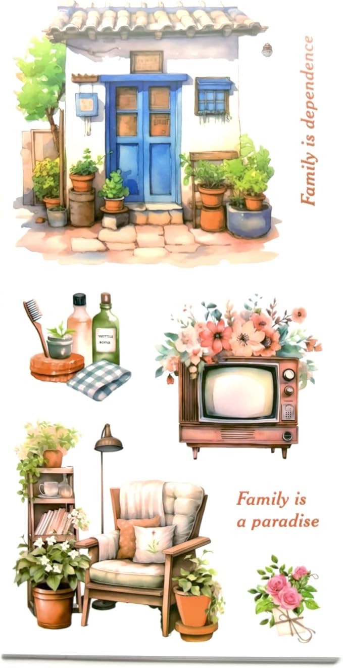 Aesthetic Journaling Sticker Books for Adults - Pre-Cut Scrapbook Stickers Vintage 20 Sheets Junk Journal Supplies Watercolor Scrapbooking Stickers Planner Cottagecore Decorative DIY Arts Craft Making