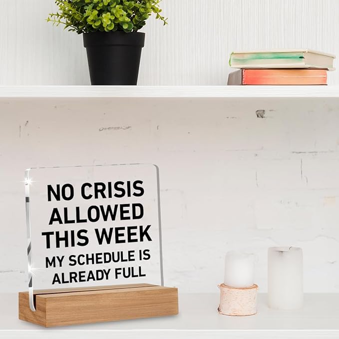 Boss Day Gifts, Cool Gifts for Bosses Women Men, Funny Boss Gift for Manager Coworker, No Crisis Allowed This Week Office Decorative Signs Plaque for Desk