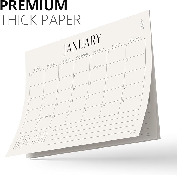 Jotsome Desk Calendar 2025-2026 with Desktop Mat, Desk Pad Calendar From Now to December 2026 14x10.5 inch, Desk Blotter Calendar for Home Office and School, Easy Planning, Black