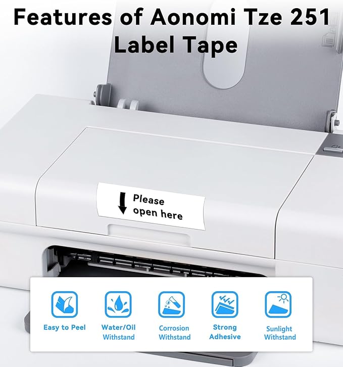 TZe-251 24mm .94 Laminated White Tape Compatible for Brother PT-P610BT Label Maker, TZe251 TZ-251 24mm 1 Inch for Brother P-Touch PTD600 PT-D710BT PT-P750W PT-P700 PT-E560 Label Maker,5-Pack