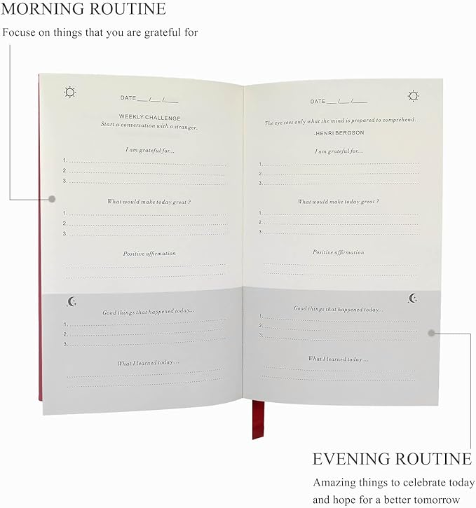 The Gratitude Journal - A Few Minutes a Day for More Happiness, Optimism, Affirmation & Reflection - An Effective Manifestation Guide Journals, Undated Daily Journals for Women & Men