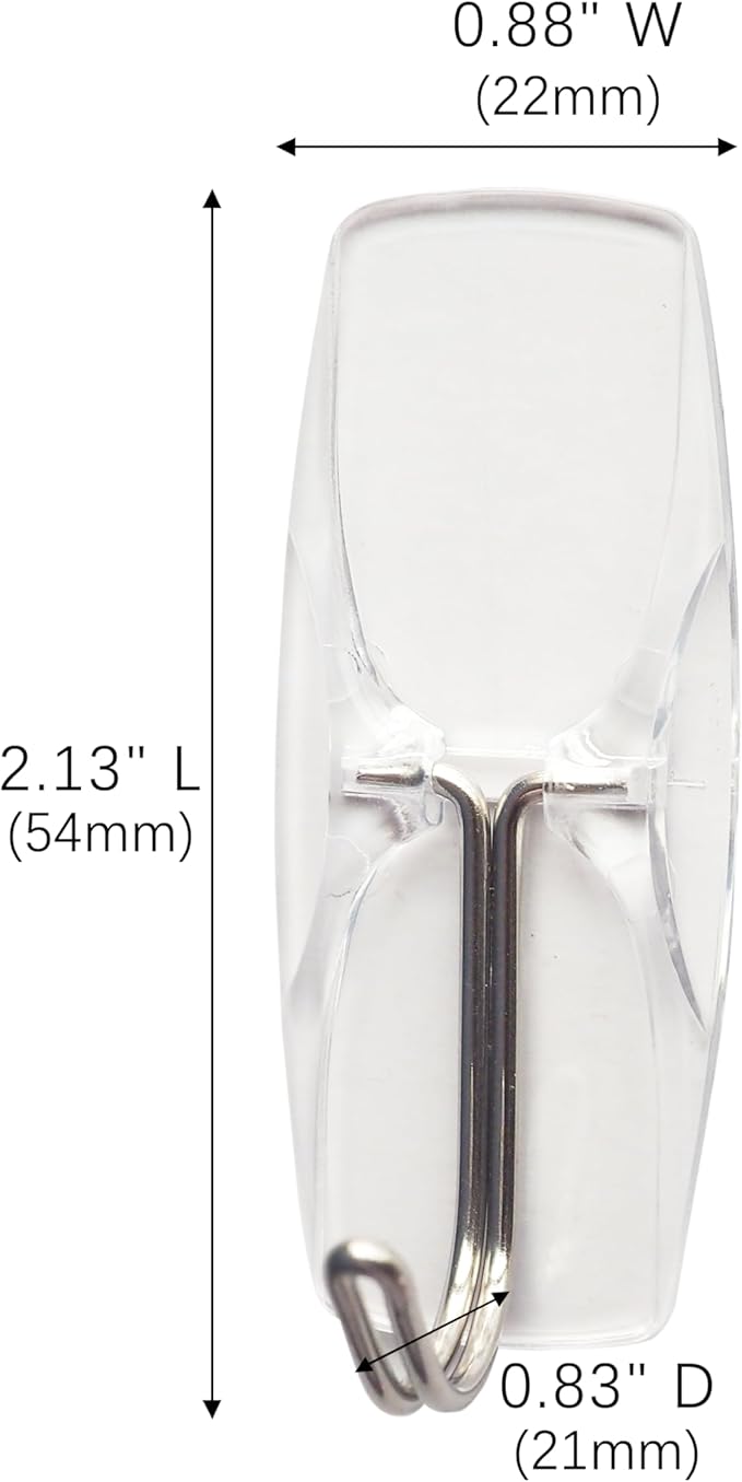 Medium Clear Wall Hooks, 18 Hooks+24 Removable Strips, Wire Hooks with Adhesive Strips Damage-Free, Utility Hooks Heavy Duty, No Tools Wall Hooks for Hanging, Value Pack