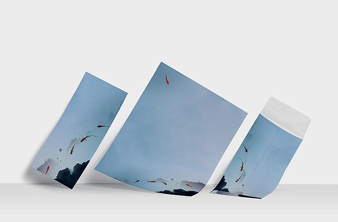 Better Office Products Japanese Watercolor Stationery Paper Set, 100 Piece Set (50 Sheets + 50 Matching Envelopes), Letter Size 8.5 x 11 inch, 9 Designs, Double Sided Printing Paper,