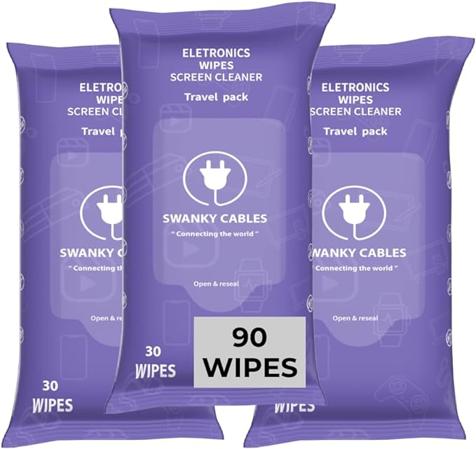 Screen Cleaner Wipes: Electronic Wipes for Screens - Computer Screen Wipes for Lens, Phone, Tv Screen and Monitor Cleaning - Tech Wipes & Microfiber Cloth (Soft Wipes, 90 Count)