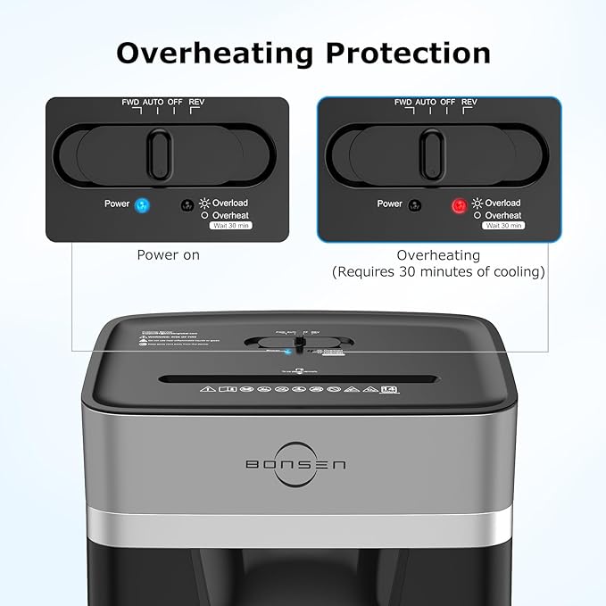 BONSEN 14-Sheet Paper Shredder for Home Office, Heavy Duty Cross Cut Shredder with 5.3 Gal Pullout Bin, Quiet Shredder for CDs/Credit Card/Staple, P-4 Security, Anti-Jam System