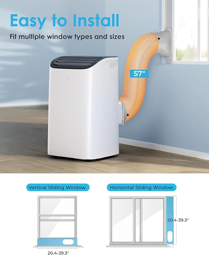 EUHOMY 12000 BTU Portable Air Conditioners - 2025 Upgraded Air Conditioner Portable for Rooms up to 550 Sq.Ft, Quiet AC Unit with Smart Sleep Mode, 24H Timer, Remote, 3-in-1 Air Cooler for Family