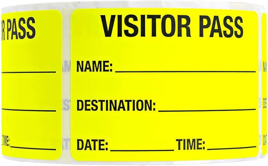 Chartreuse Visitor Pass / 500 Fluorescent Yellow ID Labels/Safety Identification Badge Stickers