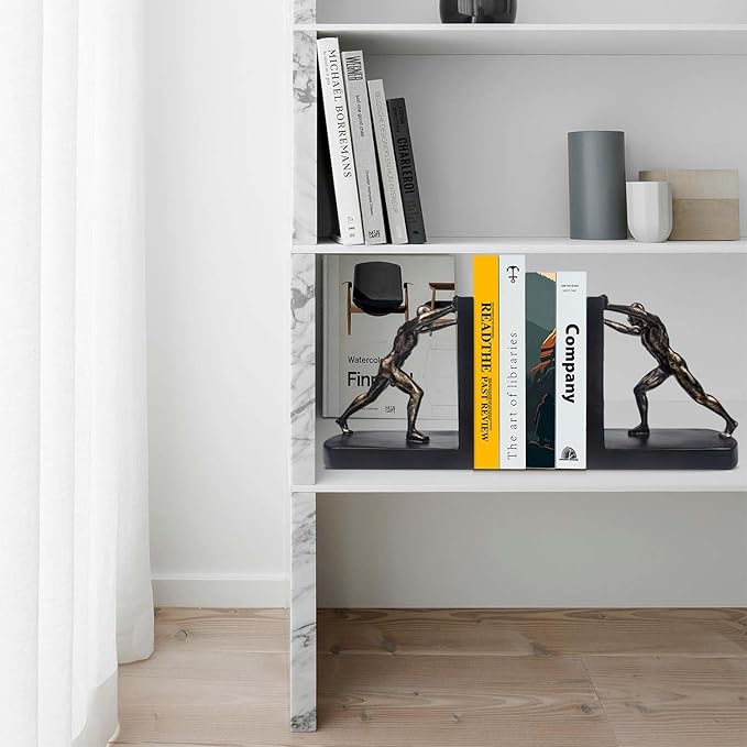 LIFFY Man Decorative Book Ends,Resin Non Skid Bookends for Heavy Books,Bookends for Shelves Decorative,Creative Shelf Decorations to Hold Books for Home,Office Desk,Bookshelf,Study