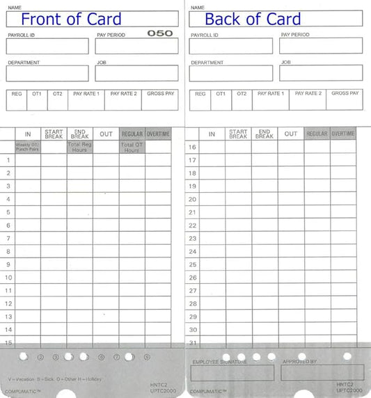 600 uPunch HN4000 Time Cards Also for HN2000, HN2500, HN4500 Calculating Time Clock HNTC2 UPTC2000 COMPUMATIC Compatible
