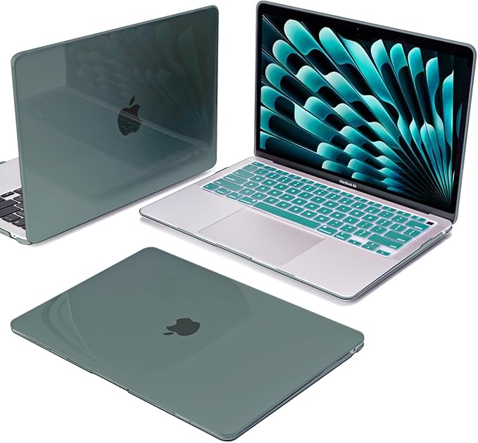 Compatible with MacBook Pro 13 inch Case 2022-2016 A2338 A2289 A2251 A1706 A1989 A2159 M2 M1, Crystal Plastic Hard Shell Case Keyboard Cover Screen Film for Mac Pro 13 Touch ID, Midnight Green