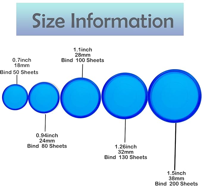 100pcs Discbound Notebook Discs DIY Planner Accessories fits for Tul,Levenger,Arc,Happy Planner,Talia(Transparent Blue,1.1inch/28mm)