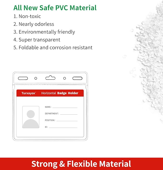 250 Pack Horizontal Clear ID Badge Holder, 4x3 Inch Plastic Name Tag Badge Holders, Card Protector Cover, Quick Load and Remove No Zipper Sleeve for Lanyard