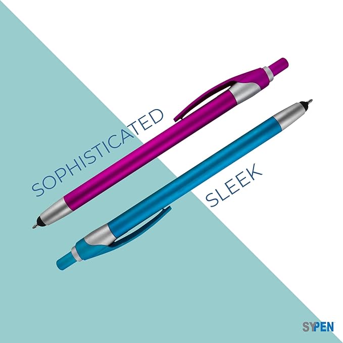 Personalized with Your Custom Logo or Text Pens-Pack of 300- for Marketing, Parties, and Events, 2 in 1 Capacitive Stylus & Ballpoint Pen Compatible with Touchscreen Devices, Black Ink, Teal Pens