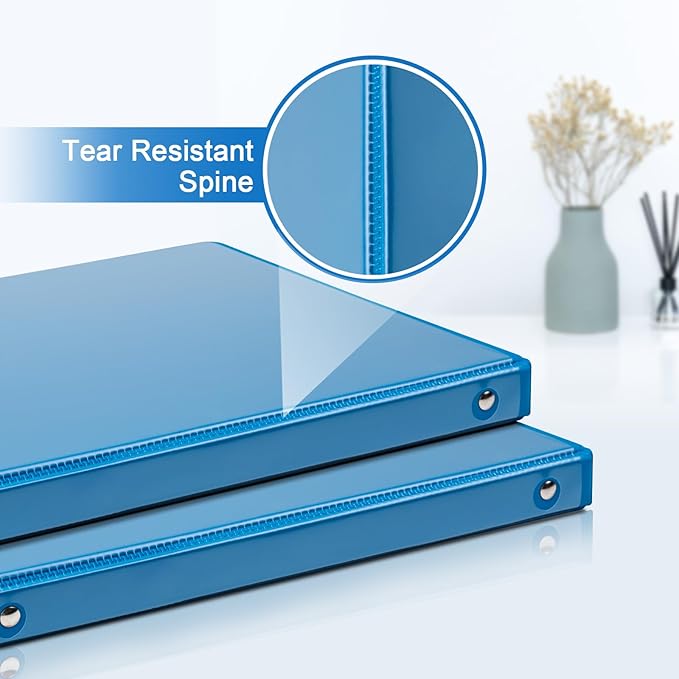 COMIX 3 Ring Binder 1/2 inch with Clear View Cover, 0.5" View Binder Holds 100 Sheets of US Letter Size Paper, 6 Pack (Light Blue)