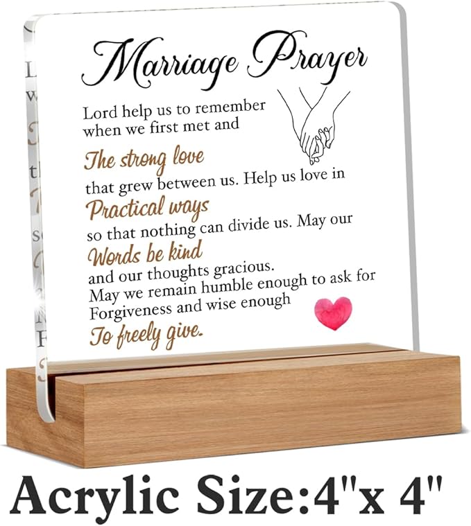 Wedding Gifts for Newlyweds, Bridal Shower Gift, Engagement Gifts for Couples, Marriage Prayer Home Decorative Signs Plaque for Desk