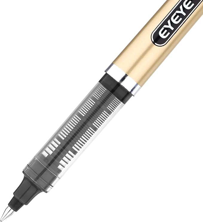 EYEYE 12 Pack 0.5mm Extra Fine Point Black Pens, Quick Dry Liquid Ink Rollerball Pens, Smooth Writing Fine Tip for Journaling, Note Taking, Office & School Supplies