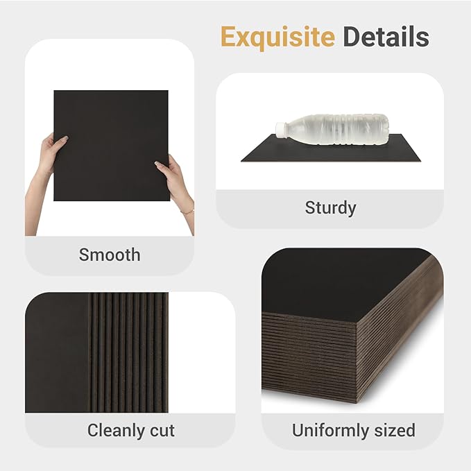 25 Pcs Book Board, Binder Board, Cover Board, Heavy Duty Chipboard for Book Binding, DIY Cardboard (Black, 5 x 7 Inch 80PT)