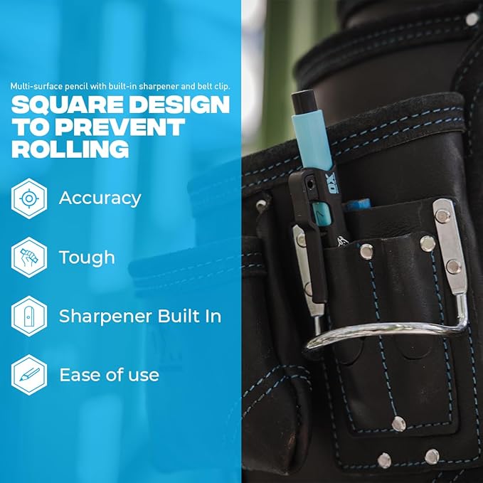 OX Tools Pro Tuff Carbon Marking Pencil with 10-Pack Basic Graphite Replacement Lead