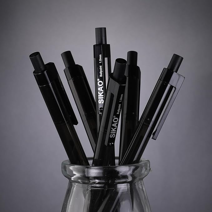 Pens Bulk, Black Pens, 60Pack Ballpoint Pens for Smooth Writing Pens No Smear, Black Ink Pens Medium Point 1.0mm, Retractable Pens, Click Pens, Ball Point Pens, Server Pens, School Office Supplies