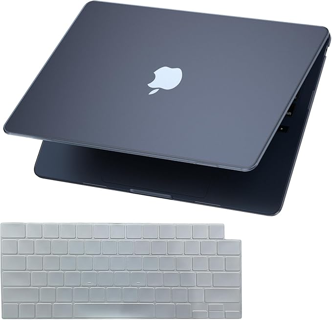 KEROM Midnight Case for MacBook Air 15 inch M4 2025 2024 2023 M3 M2 A3241 A3114 A2941, MacBook Air M4 15 inch Case, Frosted Matte Plastic Hard Shell & Keyboard Cover for Mac Air 15, Midnight Clear