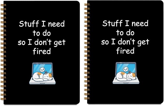 2 Pcs Cat Notebook, Cute Cats Gifts Spiral Notebook College Ruled, Journaling Notebooks for Work, Note Books Home College Office Supplies Cat Themed Gifts for Girls Teens Colleagues