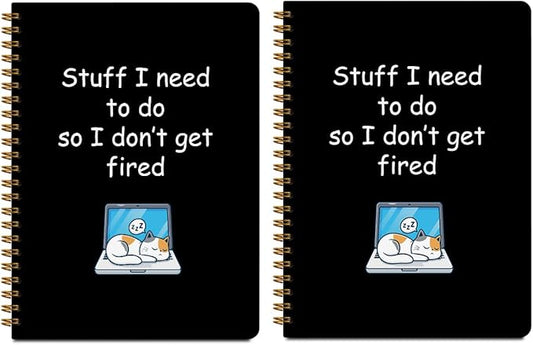 2 Pcs Cat Notebook, Cute Cats Gifts Spiral Notebook College Ruled, Journaling Notebooks for Work, Note Books Home College Office Supplies Cat Themed Gifts for Girls Teens Colleagues