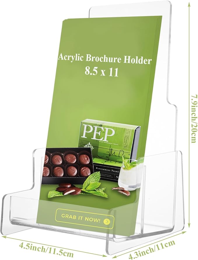 4 Pack Brochure Holder Wall Mount 8.5 x 11 Inch Plastic Flyer Holder Clear Literature Holder Pamphlet Holder Wall Brochure Display Stand for Trifold, Magazine, Document