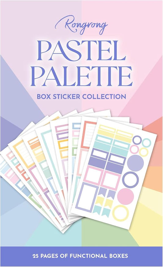 Rongrong Pastel Planner Stickers Book for Planners, Calendars, Journals and Projects – Functional Beautiful Pastel Colored Box Stickers – Scrapbook Accessories – 24 Pages